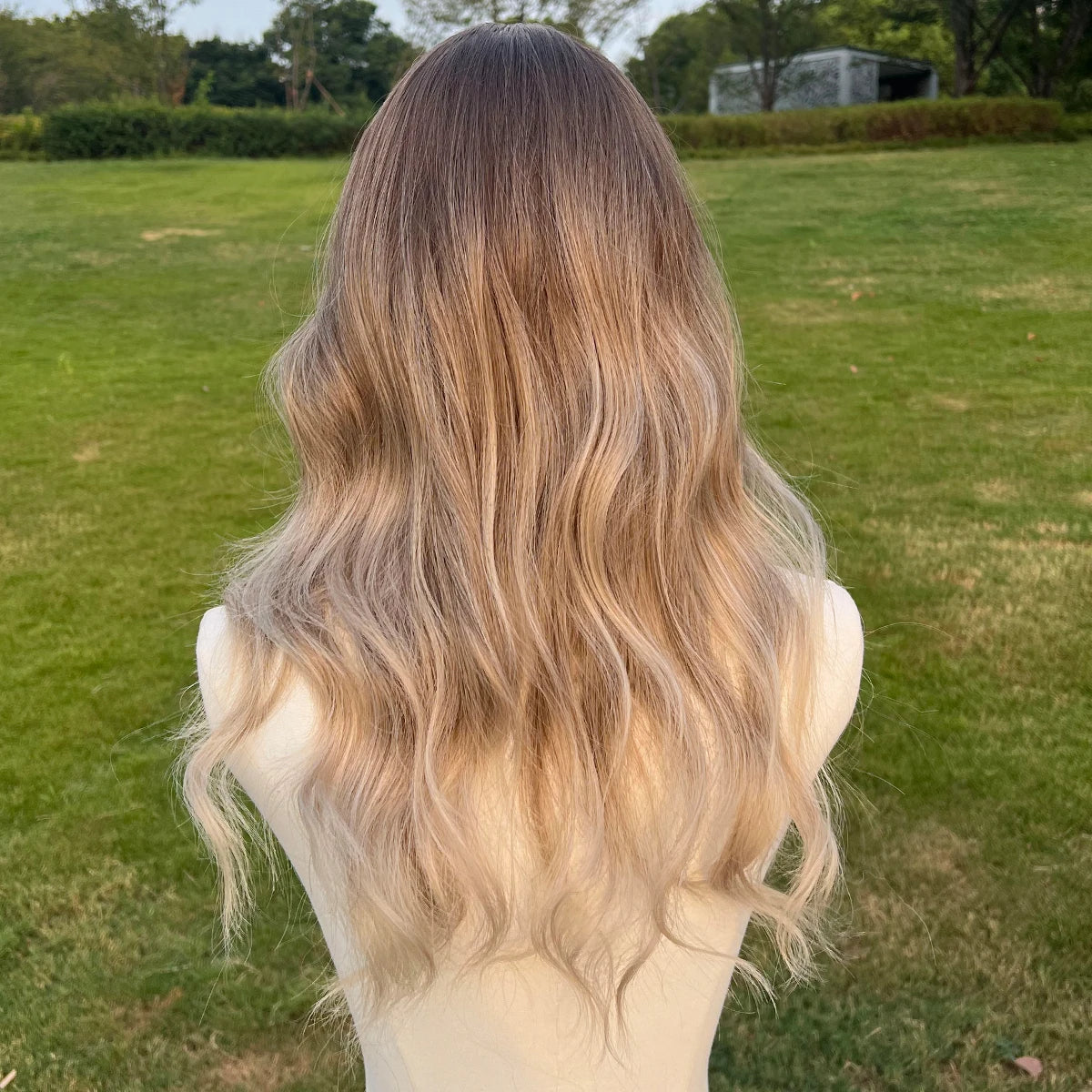 22 Inches Black Brown Gradient Corrugated Synthetic Fiber Wig ali Express Hair Wigs Synthetique De Luxe Wig for Ladies SM303